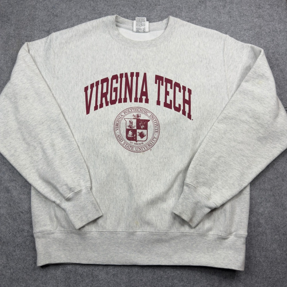 Champion Reverse Weave Virginia Tech Sweatshirt Mens Large Gray